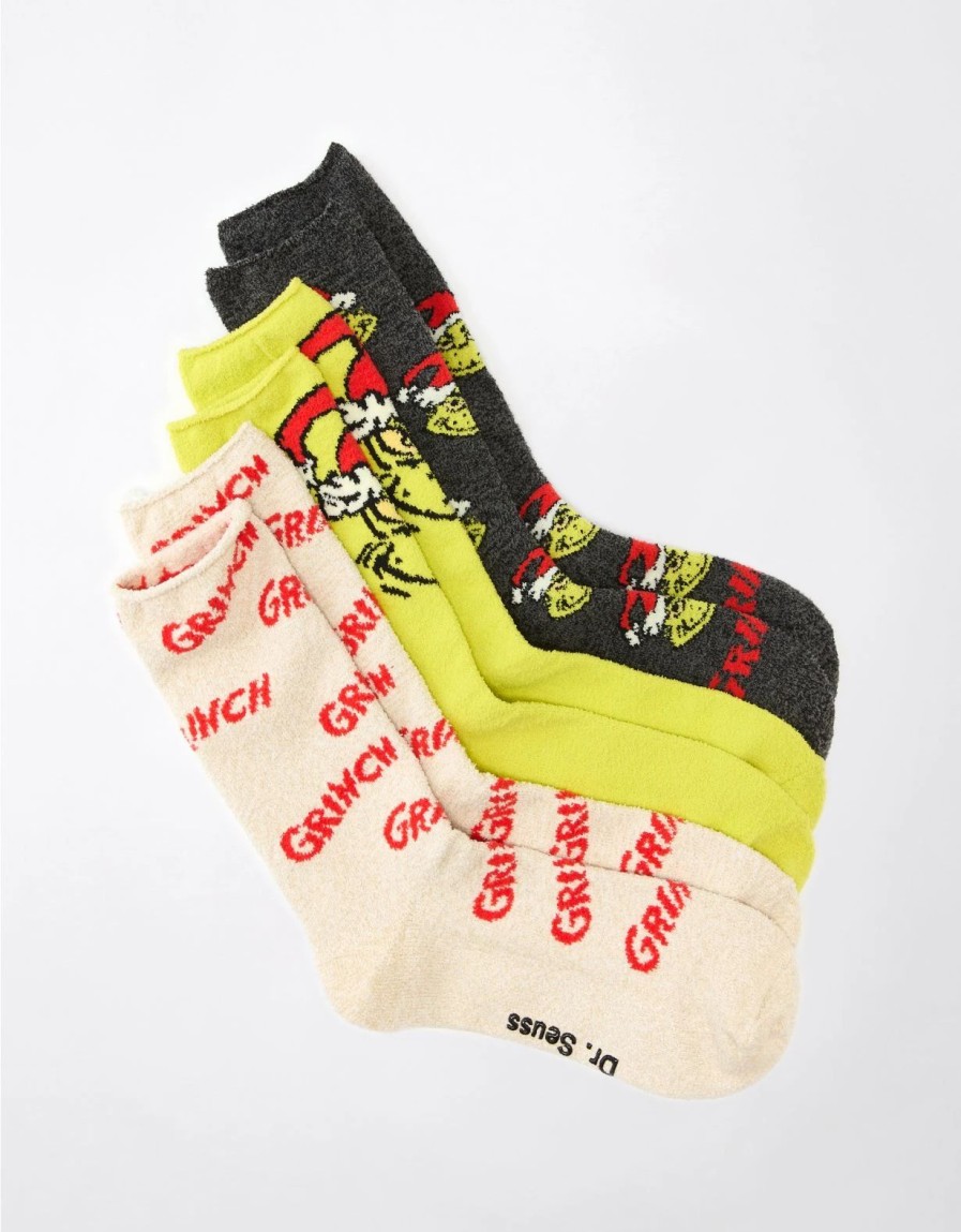 Accessories & Socks * | Ae Grinch Fuzzy Socks