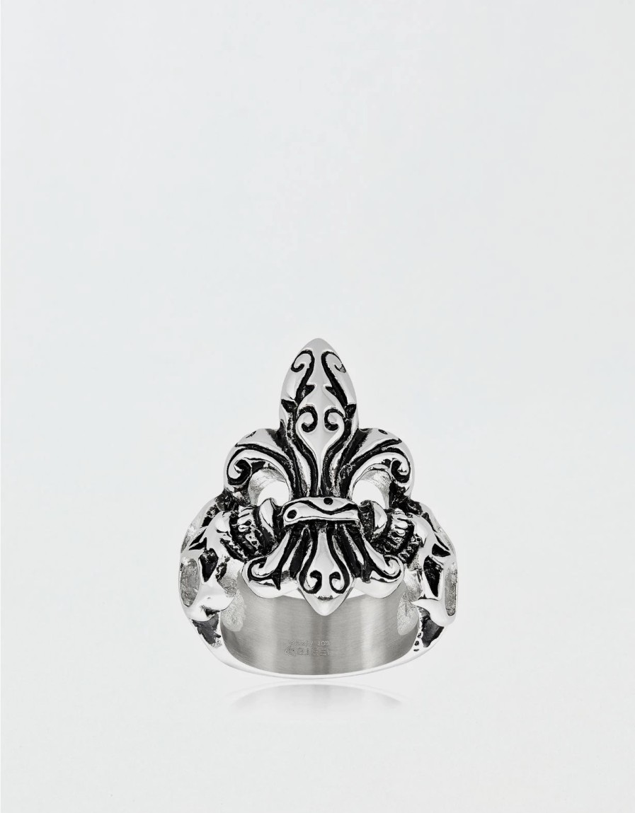 Accessories & Socks * | West Coast Jewelry Antique Stainless Steel Fleur De Lis Skull Ring