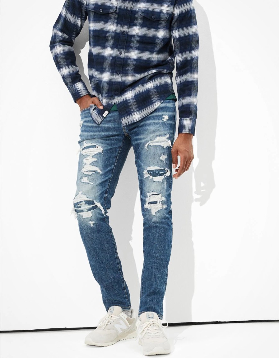 Bottoms * | Ae Airflex+ Temp Tech Patched Athletic Skinny Jean