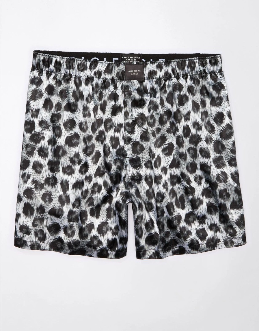 Underwear * | Aeo Snow Leopard Satin Pocket Boxer Short