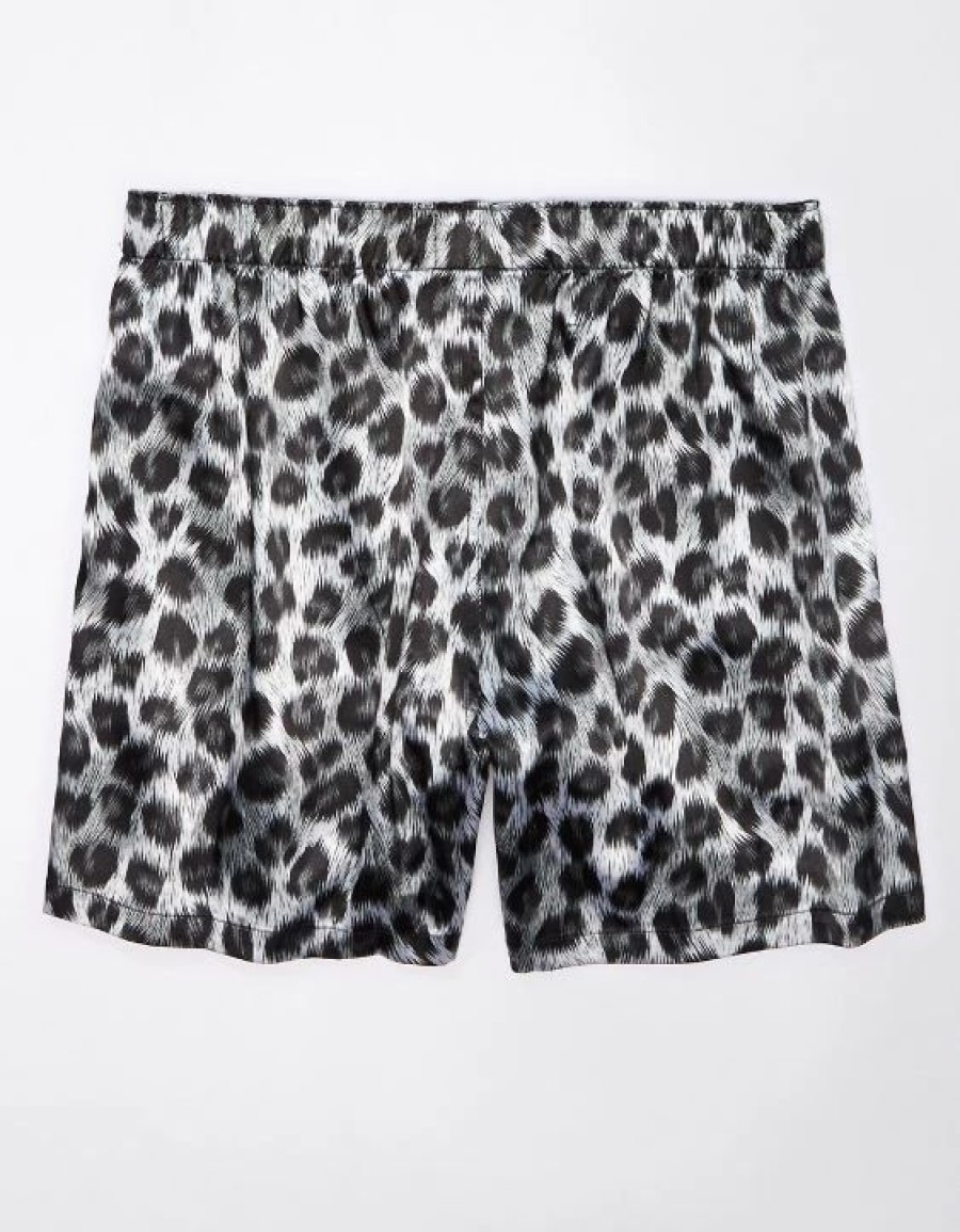 Underwear * | Aeo Snow Leopard Satin Pocket Boxer Short