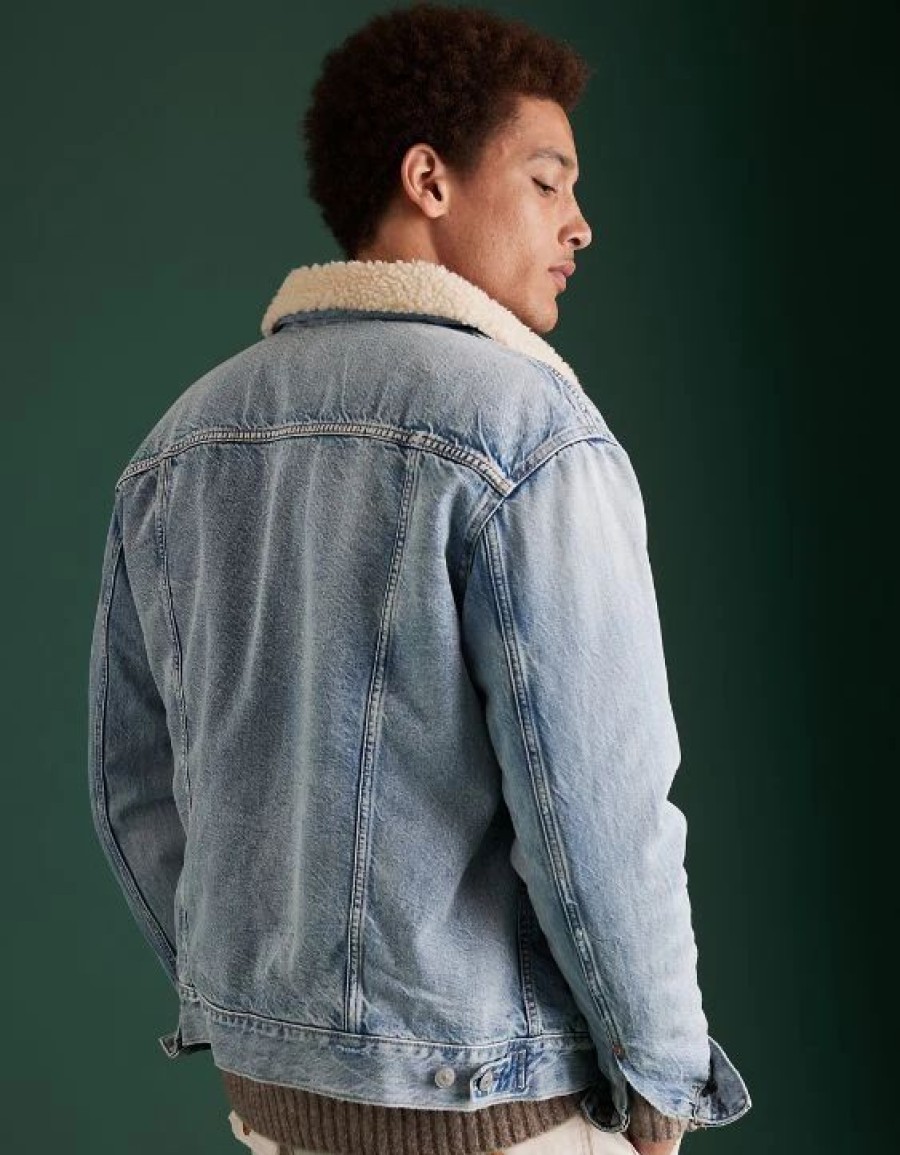 Tops * | Ae77 Premium Sherpa Denim Jacket