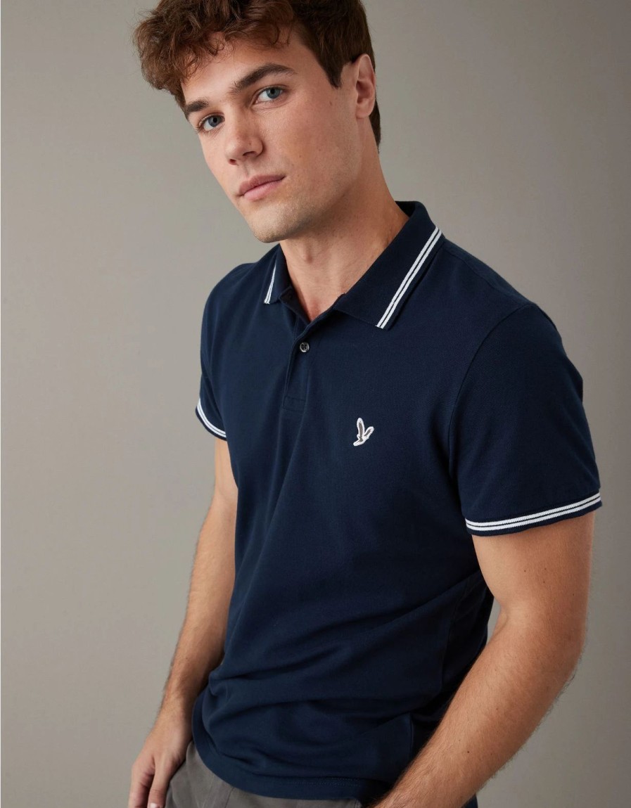 Tops * | Ae Super Soft Legend Slim Fit Pique Ringer Polo Shirt