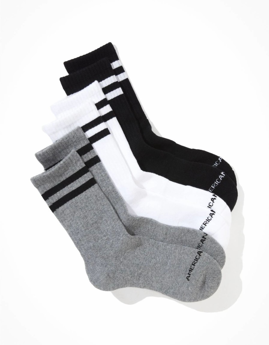 Accessories & Socks * | Aeo Striped Crew Sock 3-Pack