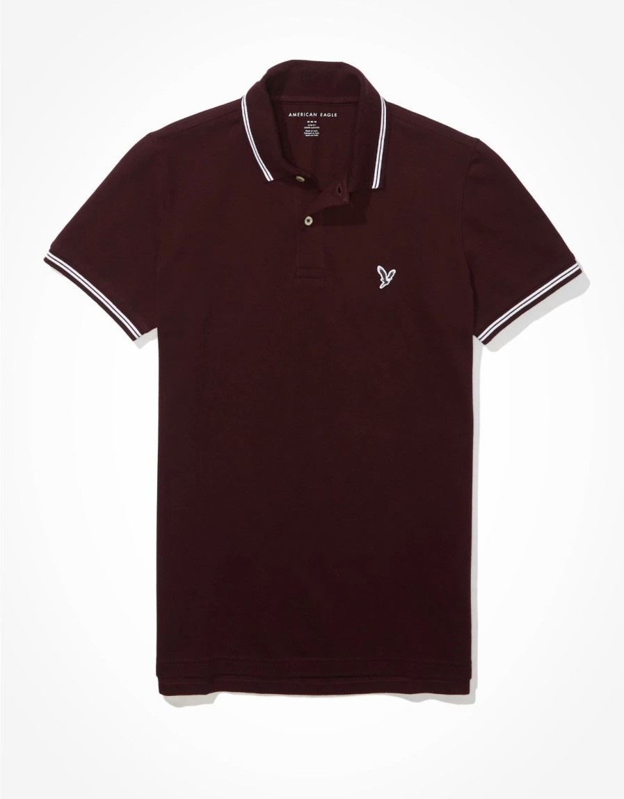 Tops * | Ae Slim Fit Tipped Pique Polo Shirt