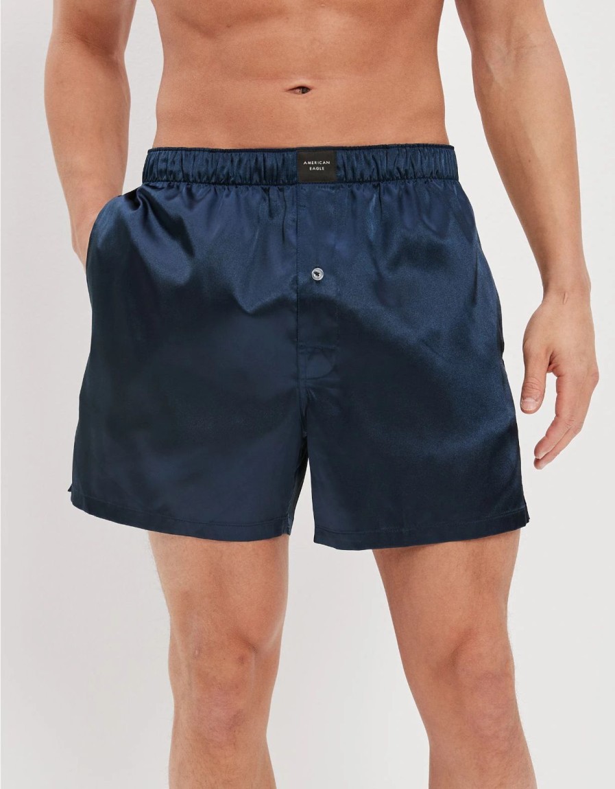 Underwear * | Aeo Solid Satin Pocket Boxer Short