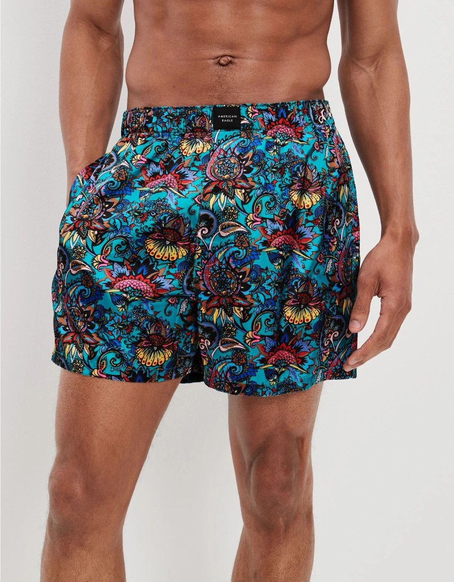 Underwear * | Aeo Paisley Satin Pocket Boxer Short