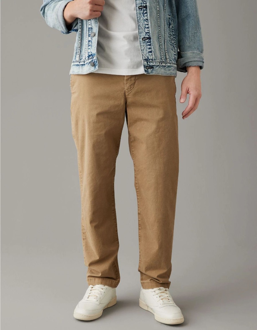 Bottoms * | Ae Flex Relaxed Straight Lived-In Khaki Pant