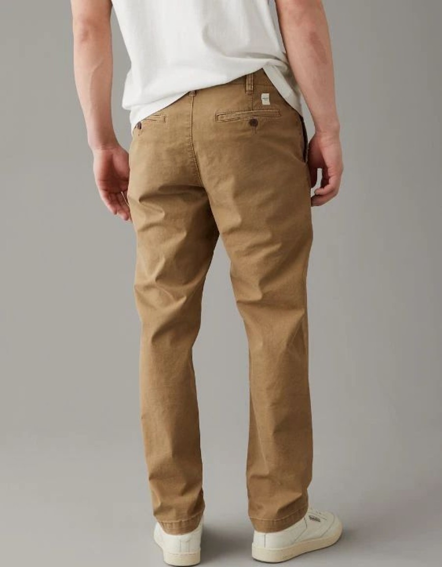 Bottoms * | Ae Flex Relaxed Straight Lived-In Khaki Pant