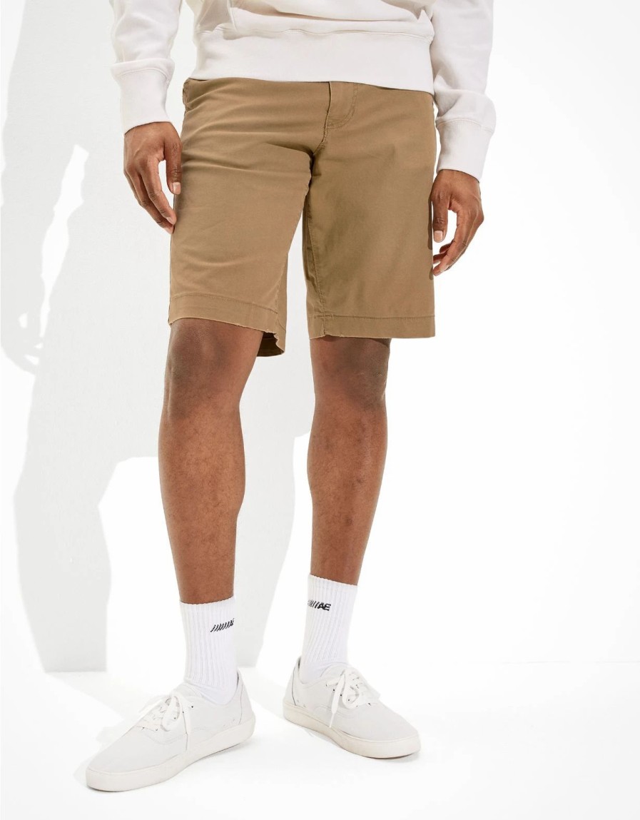 Bottoms * | Ae Flex 12 Longer Length Lived-In Khaki Short