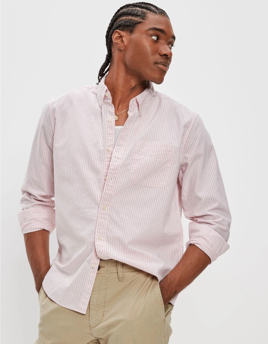 Tops * | Ae Everyday Striped Oxford Button-Up Shirt