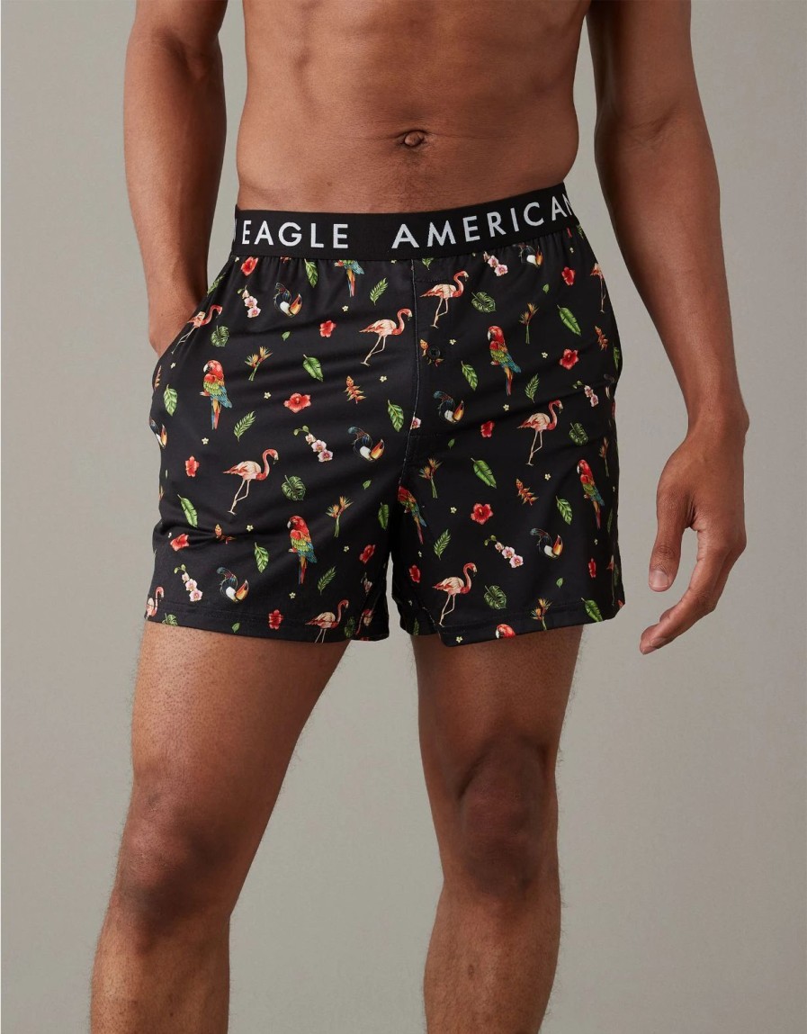 Underwear * | Aeo Tropical Birds Ultra Soft Pocket Boxer Short