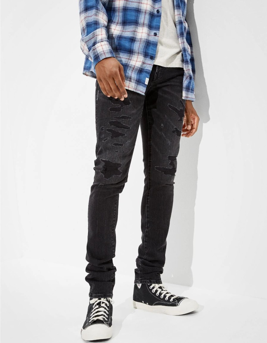 Bottoms * | Ae Airflex+ Patched Stacked Skinny Jean