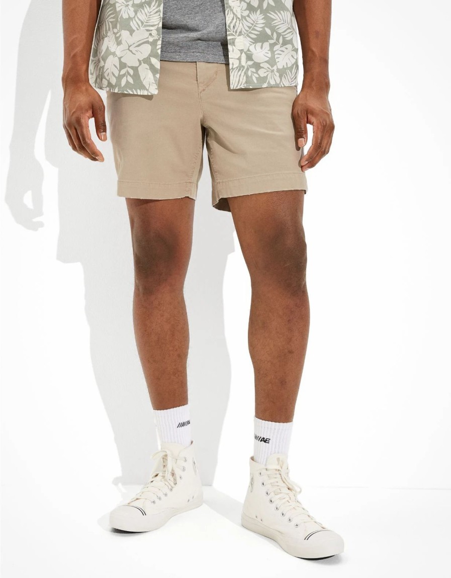 Bottoms * | Ae Flex 7 Lived-In Khaki Short