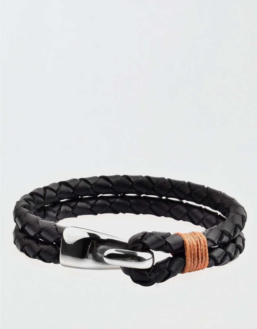 Accessories & Socks * | West Coast Jewelry Stainless Steel Braided Leather Bracelet