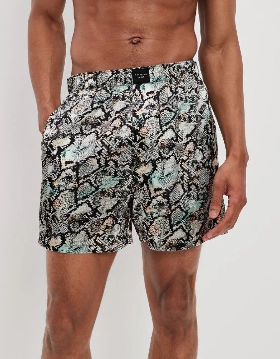 Underwear * | Aeo Snake Skin Satin Pocket Boxer Short