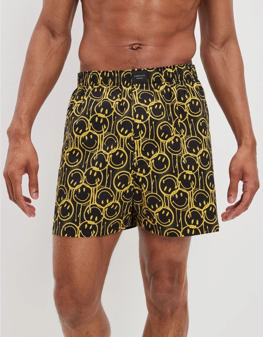 Underwear * | Aeo Smiley Spraypaint Stretch Boxer Short