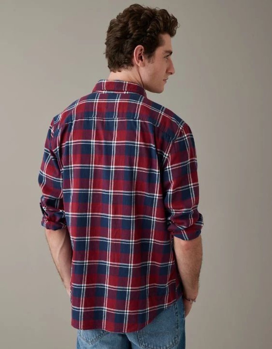 Tops * | Ae Super Soft Everyday Plaid Button-Up Shirt