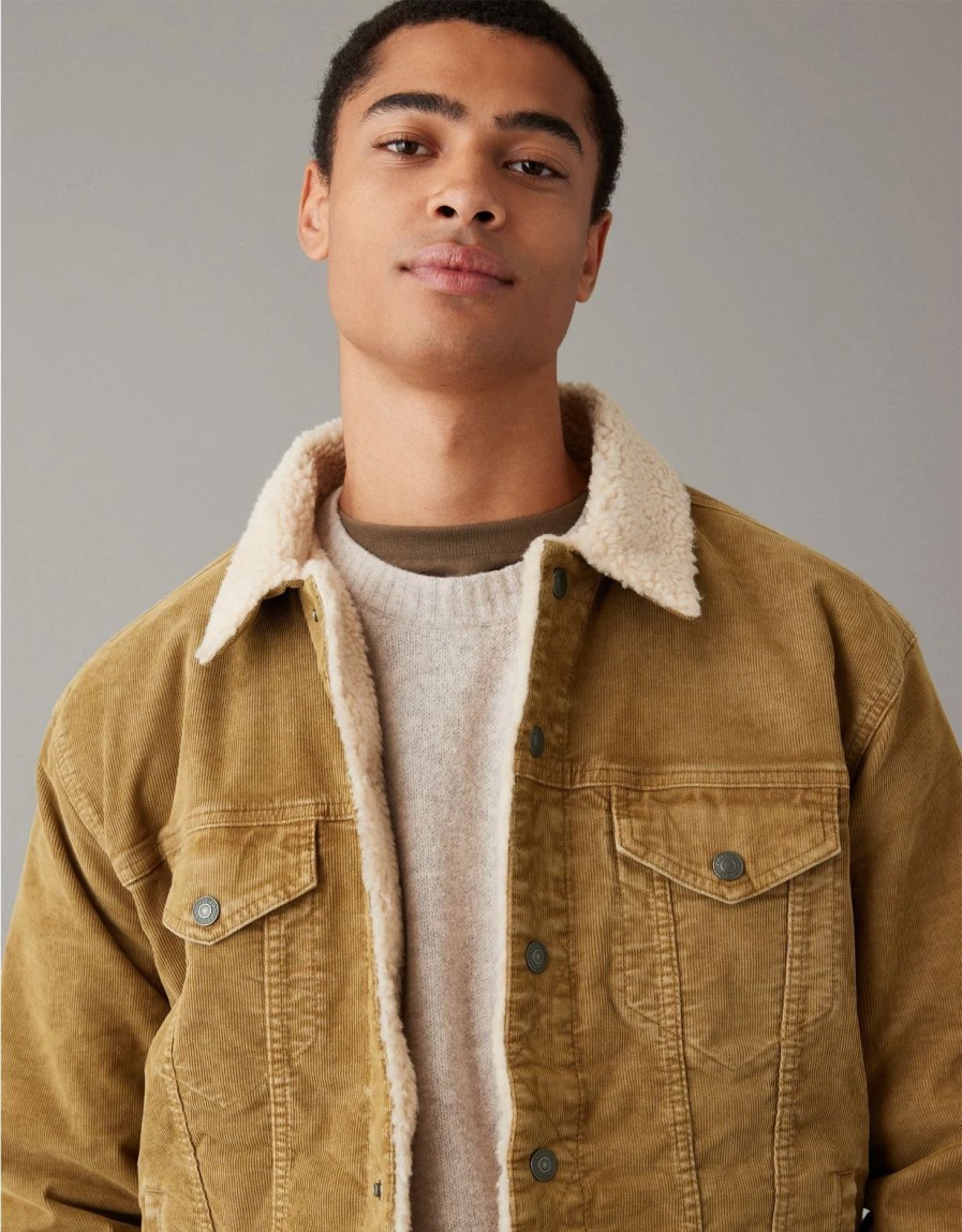 Tops * | Ae Corduroy Sherpa Trucker Jacket