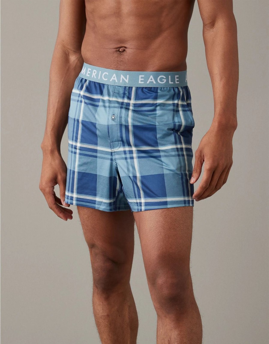 Underwear * | Aeo Plaid Ultra Soft Pocket Boxer Short