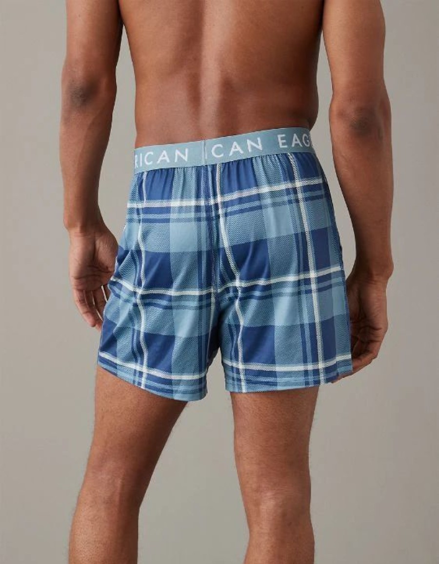 Underwear * | Aeo Plaid Ultra Soft Pocket Boxer Short