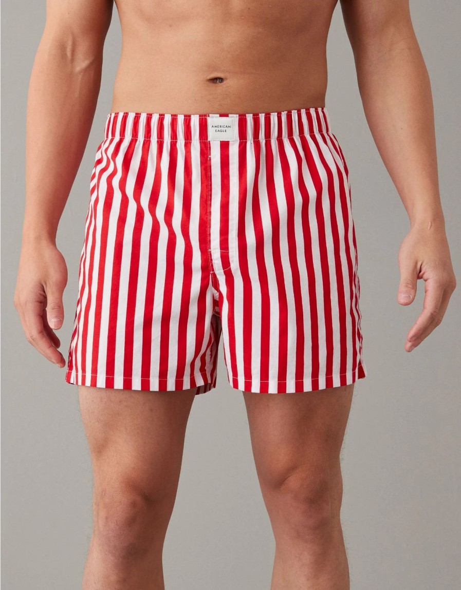 Underwear * | Aeo Christmas Stripes Stretch Boxer Short