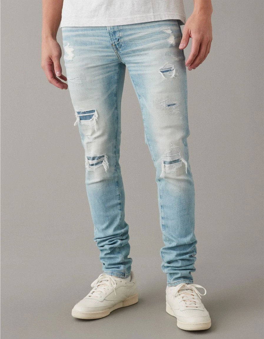 Bottoms * | Ae Airflex+ Temp Tech Patched Stacked Jean