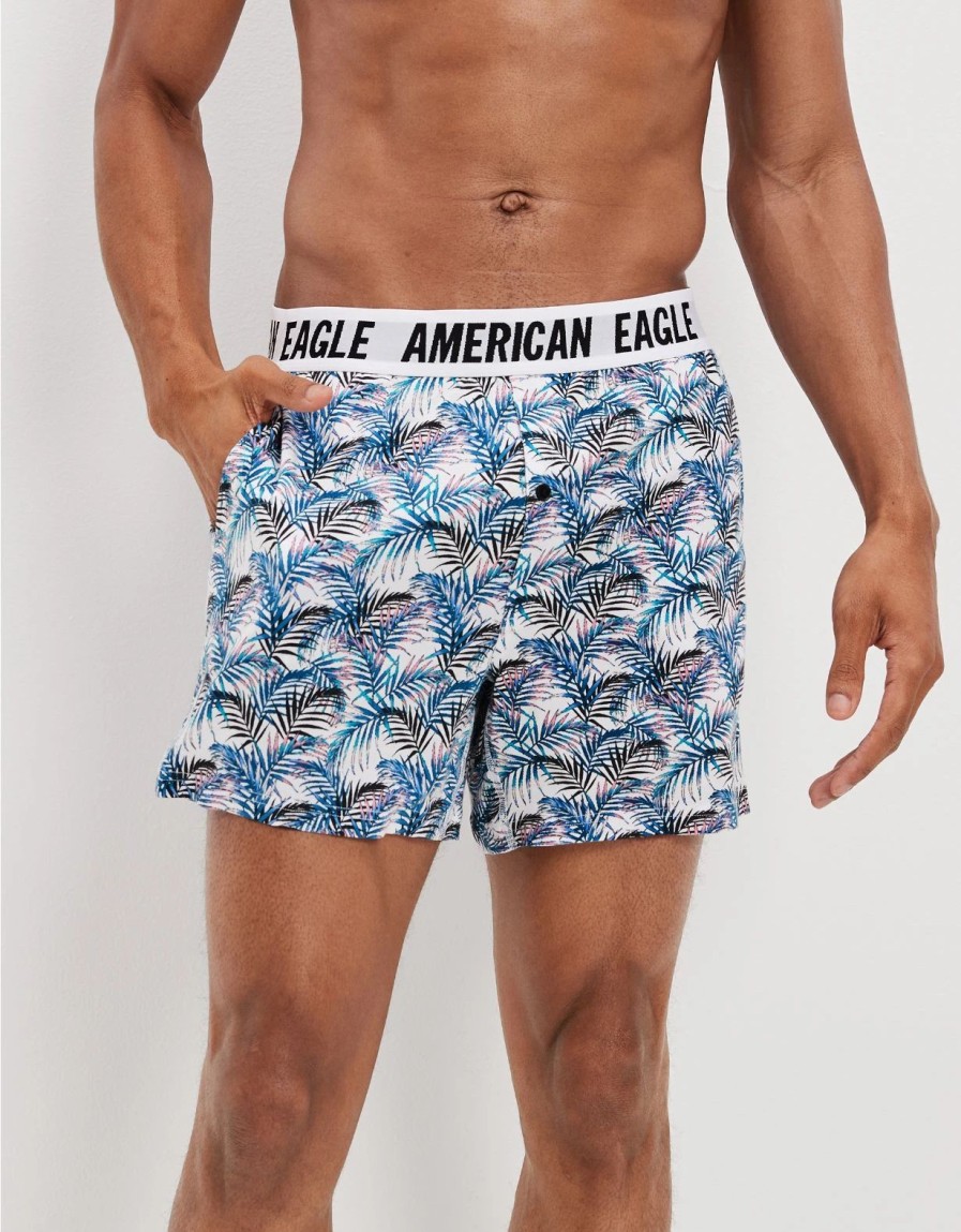 Underwear * | Aeo Palm Trees Ultra Soft Pocket Boxer Short