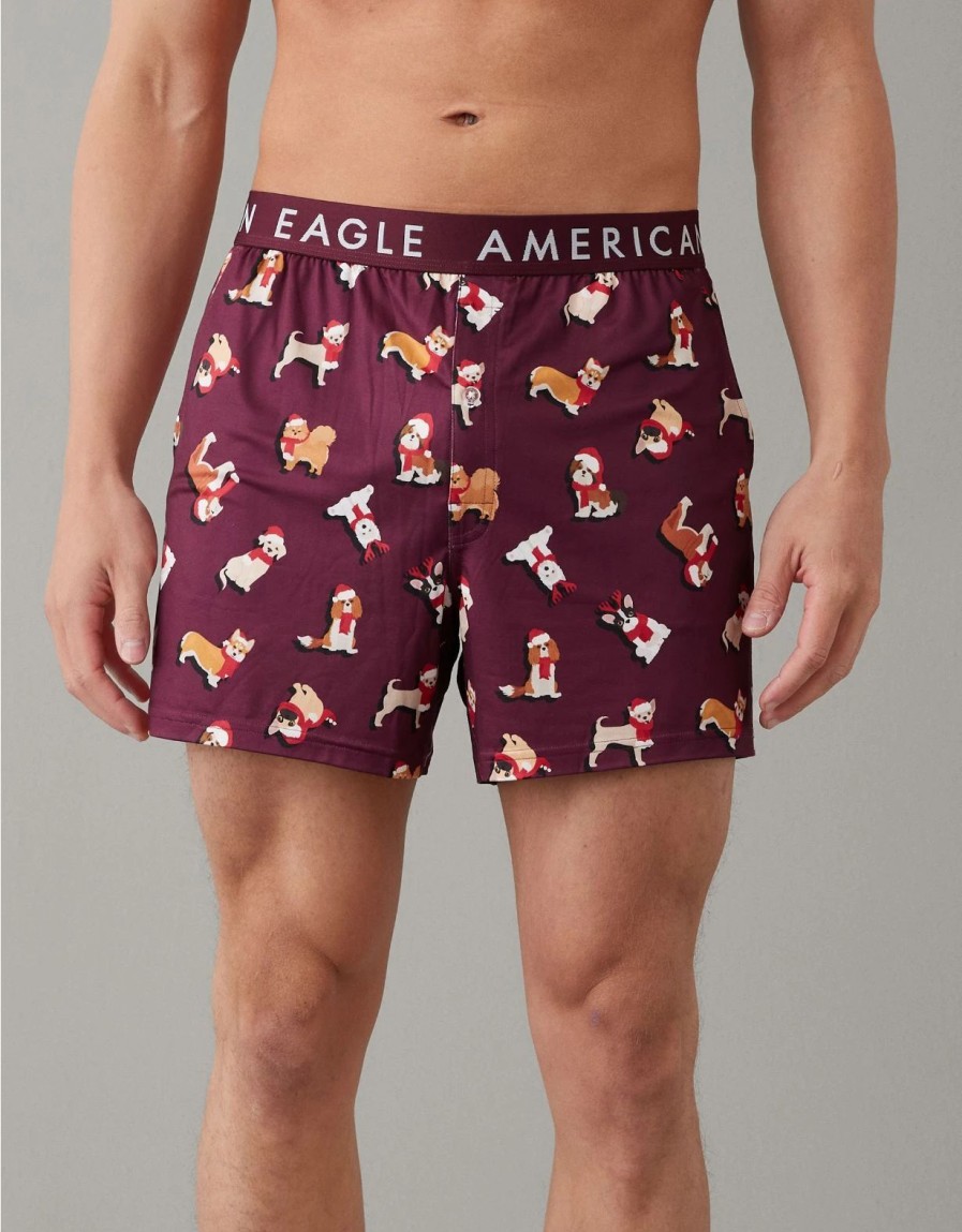 Underwear * | Aeo Christmas Dogs Ultra Soft Pocket Boxer Short