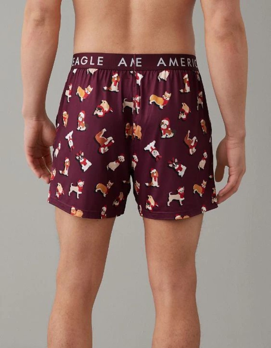 Underwear * | Aeo Christmas Dogs Ultra Soft Pocket Boxer Short