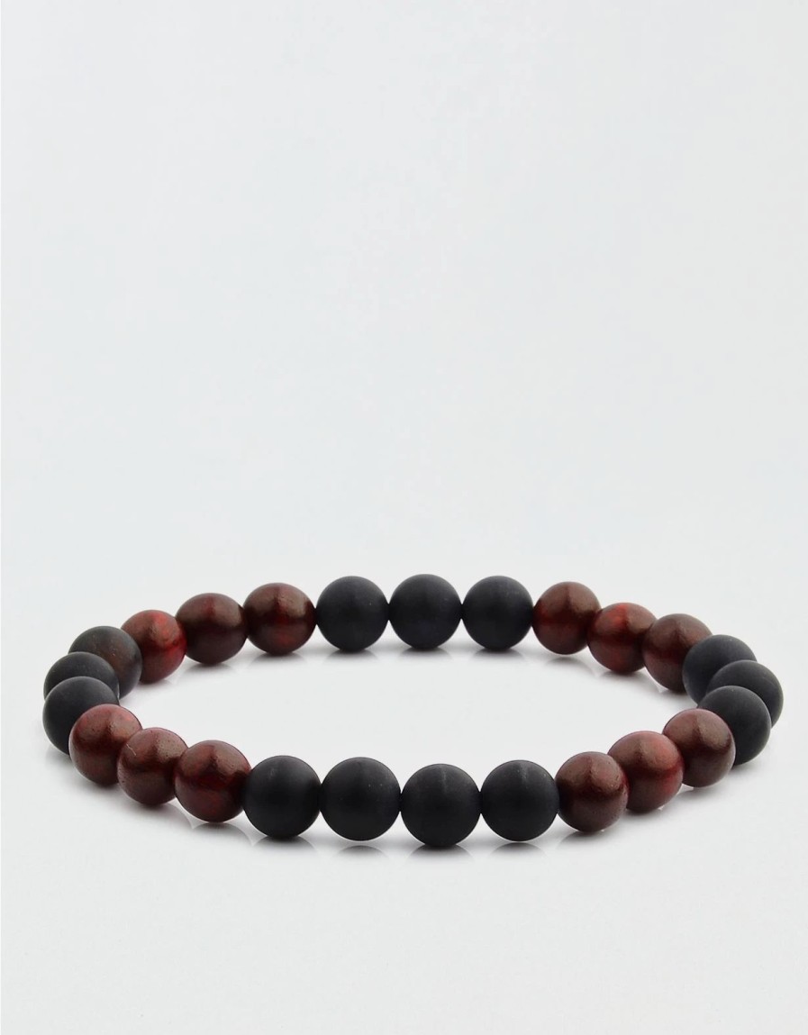 Accessories & Socks * | West Coast Jewelry Matte Onyx + Red Sandalwood Beaded Bracelet