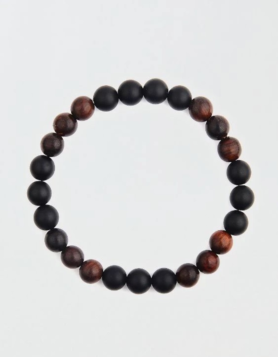 Accessories & Socks * | West Coast Jewelry Matte Onyx + Red Sandalwood Beaded Bracelet